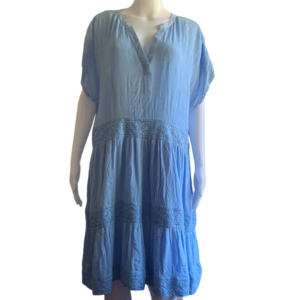 Gibsonlook V-Neck Mid Length Light Blue Women's Dress XL